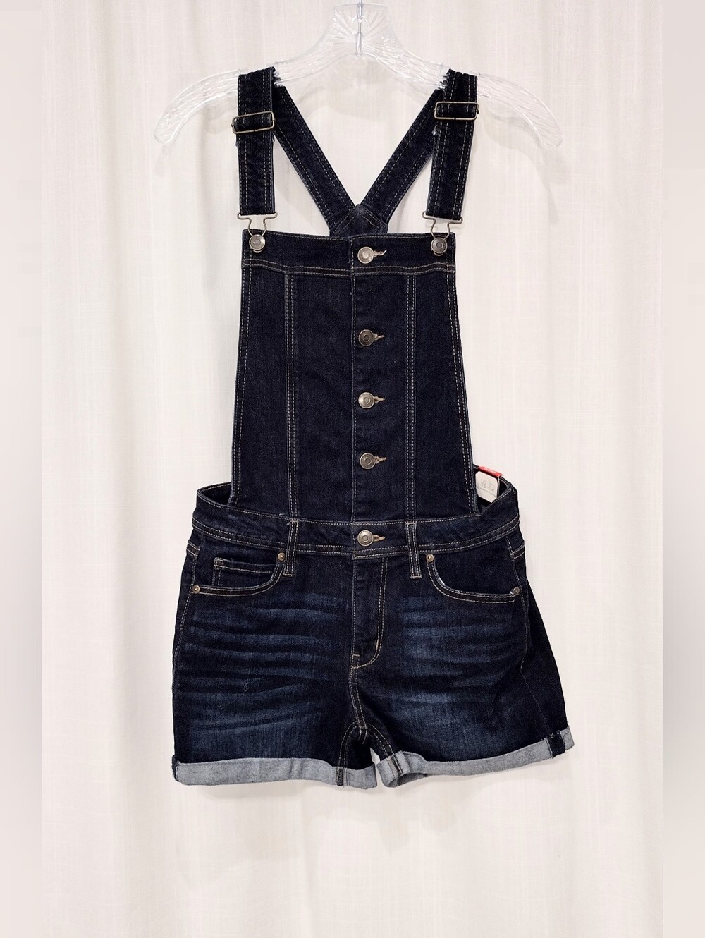 No Boundaries Sz 3-5 Dark Blue Denim Short Overalls